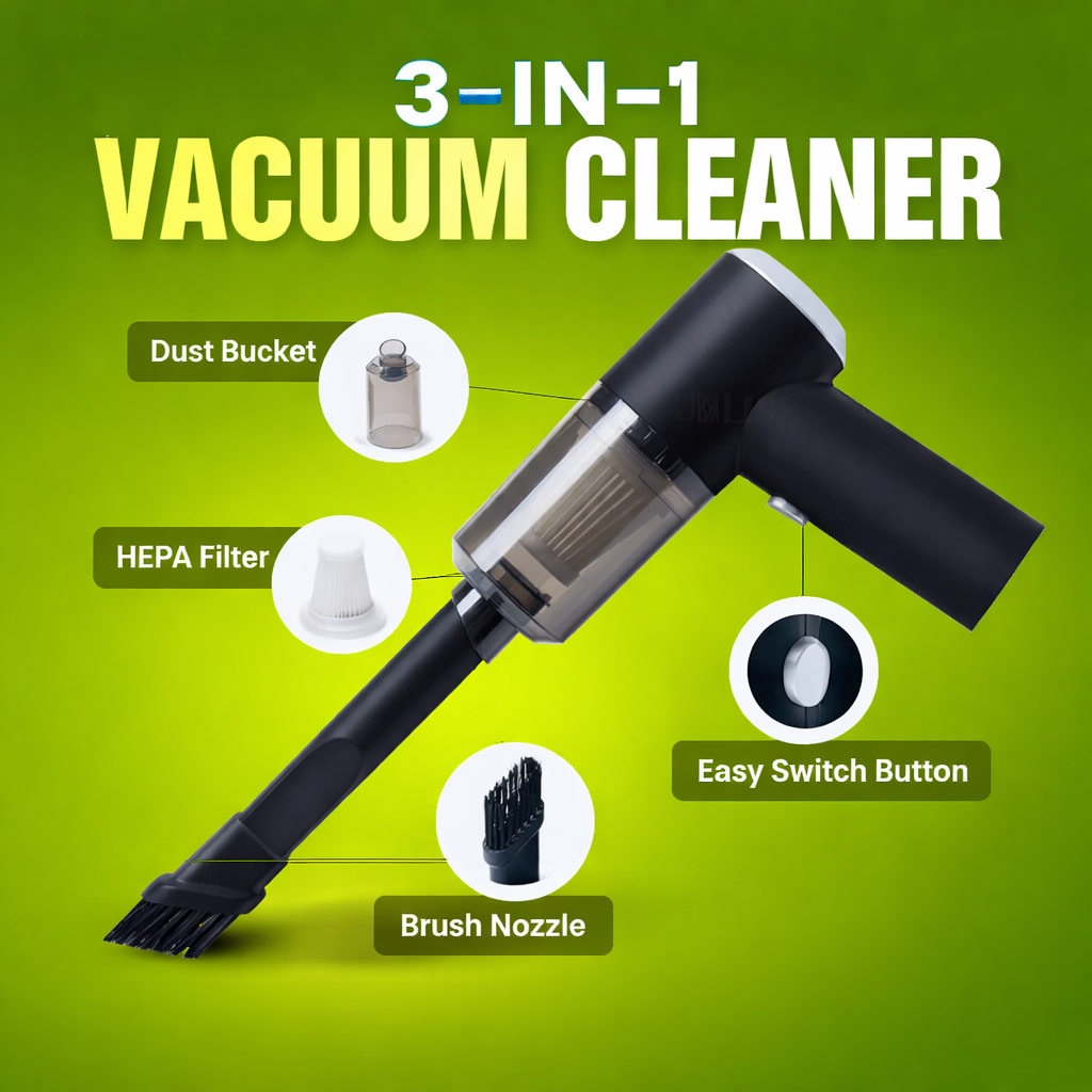 PortGun™ 3 in 1 Portable Rechargeable Car Vacuum Cleaner